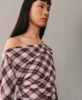 Mango Women's Asymmetric Checked Blouse