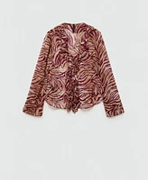 Mango Women's Ruffles Printed Blouse