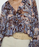 Mango Women's Ruffles Detail Paisley Blouse