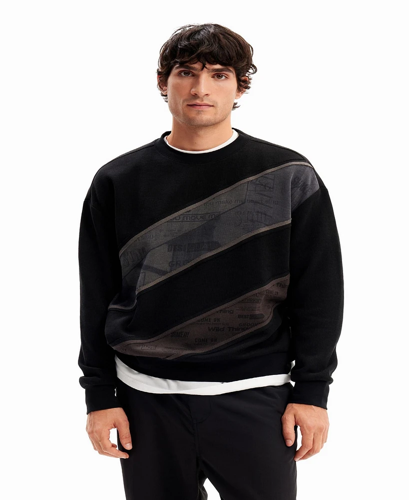 Desigual Men's Patchwork message sweatshirt