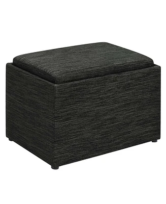 Convenience Concepts 22.75" Faux Linen Accent Storage Ottoman with Tray