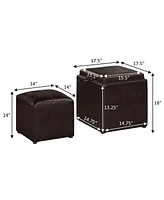 Convenience Concepts 17.5" Faux Leather Park Avenue Ottoman with Stool and Tray