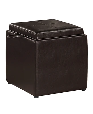 Convenience Concepts 17.5" Faux Leather Park Avenue Ottoman with Stool and Tray