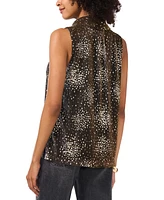 Vince Camuto Women's Metallic-Print Cowl-Neck Sleeveless Top