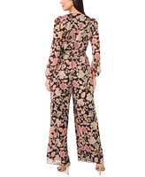 Vince Camuto Women's Printed V-Neck Long-Sleeve Jumpsuit