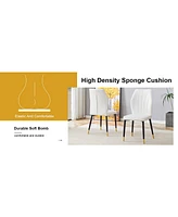 4 modern dining chairs with stylish Pu patterned backrest and black metal legs for a comfortable home experience in the kitchen
