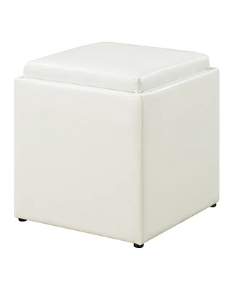 Convenience Concepts 17.5" Faux Leather Park Avenue Ottoman with Stool and Tray