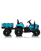 Streamdale Furniture Ride on Tractor with Trailer,24V 400W Powered Electric Tractor Toy w/Remote Control, electric car for kids