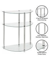 Designs2Go Classic Glass 3 Tier Half-Circle Entryway Hall Table