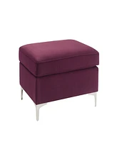 Streamdale Furniture Jaszira Ottoman, Burgundy Velvet