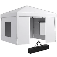 Streamdale Furniture 9.7' x 9.7' Pop Up Canopy with Sidewalls, Portable Canopy Tent with 2 Mesh Windows, Reflective Strips, Carry Bag for Events, Outd