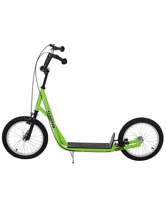 Streamdale Furniture Youth Scooter Kick Scooter for Kids 5+ with Adjustable Handlebar 16" Front and Rear Dual Brakes Inflatable Wheels, Light Green