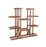 Unho Wooden Plant Stand 11 Tiers Flower Planters Display Shelf for Porch Outdoor