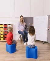 ECR4Kids SoftZone Toddler Modular Stool Set, Blue, 2-Pack