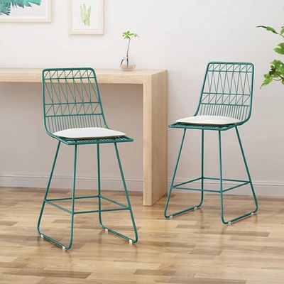 Streamdale Furniture Geometric Counter Stools With Water-Resistant Cushions (Set Of 2)