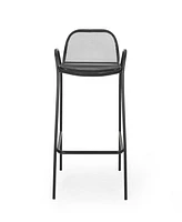 Simplie Fun Modern Matte Black Iron Barstools With Mesh Seating (Set Of 2)