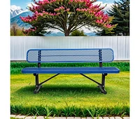 6 ft. Outdoor Steel Bench with Backrest in Blue