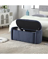 Storage Ottoman, Bedroom End Bench, Upholstered Fabric Storage Ottoman with Safety Hinge, Entryway Padded Footstool, Ottoman Bench for Living Room & B