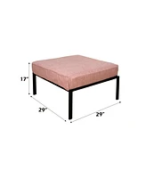 Simplie Fun Rajni Patio-Ottoman, Pink Fabric & Black Finish