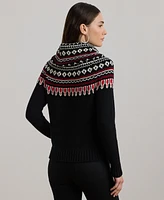 Lauren Ralph Petite Fair Isle Cotton Turtleneck Sweater