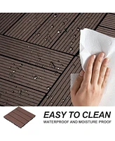 Wood Plastic Composite Deck Tiles Set of 20pcs, Composite Decking Resist Rust, Water, Weather, Indoor&Outdoor, Easy to Diy & Maintain, Ideal for Patio