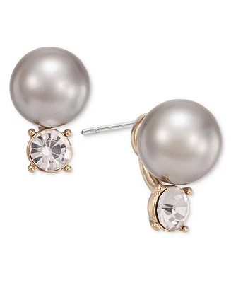 Charter Club Gold-Tone Pave & Color Imitation Pearl Stud Earrings, Created for Macy's