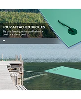 12' x 5' Lily Pad Floating Mat with Cup Holder Table, 3-Layer Portable Roll-Up Water Mat Float Dock for 2-3 People, on Lake, River, Beach, Swimming Po