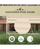 Raised Garden Bed with Galvanized Steel Frame, Storage Shelf and Bed Liner, Elevated Planter Box with Legs for Vegetables, Flowers, Herbs, Cream