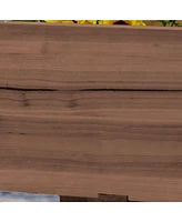 Raised Garden Bed with 3 Planter Box, Elevated Wooden Plant Stand with Drainage Holes, for Vegetables, Herb and Flowers, Coffee