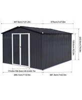 Simplie Fun Metal garden sheds 10ft 12ft outdoor storage sheds Dark-grey