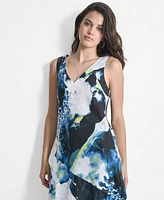 Dkny Women's Printed Linen Sleeveless Dress