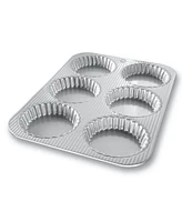 Usa Pan Non-Stick Aluminum 6-Well 15" x 11" Mini Fluted Tart Pan