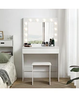 Slickblue Vanity Table with Large Lighted Mirror & Drawer Stylish Makeup Dressing Table