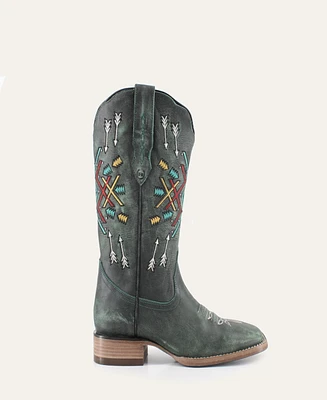 Buck & Brana Omusa Turquoise Leather Cowgirl Boots By