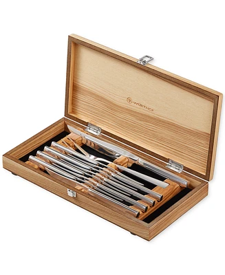 Wusthof 10-Piece Stainless Steak Knife & Carving Set in Olivewood Chest