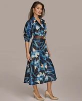 Donna Karan New York Women's Printed A-Line Shirtdress