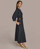 Donna Karan Women's Belted Elbow-Sleeve Shirtdress