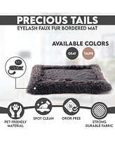 Details Pet Bed Mat, Plush Eyelash Faux Fur Calming Blanket Carpet Rug Mattress for Cats and Dogs inBordered Design