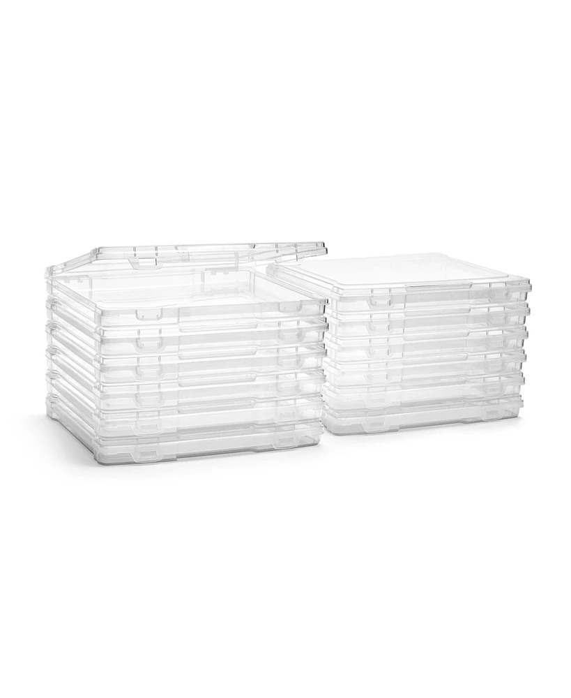 Sorbus Set of 12 Thin Clear Stackable Portable Project Case Fits 12"x12" - Snap-Tight Closure, Ideal for Board Games, Crafts, and Office Supplies