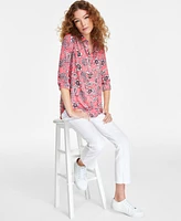 Jones New York Women's Printed Half-Placket Tunic Blouse, Created for Macy's