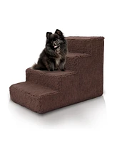 Home Base 4-Step Dog Stairs, Pet Steps for Dogs and Cats, Ramp High Bed Couch, Non-Slip, Density Foam Sherpa Top