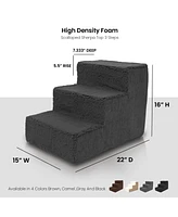 Home Base Dog Steps, 3-Step Pet Stairs for Dogs and Cats, Ramp High Bed Couch, Non Slip, Density Foam Sherpa Top