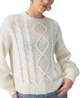 Sanctuary Women's Cozy Cable-Knit Back-Slit Sweater