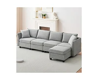 gaomon Middle Module Seat for Modular Sectional Sofa with Storage Seats,Customizable Armless Sofa,Linen Fabric,Grey