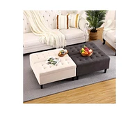 gaomon 33 Inch Velevt Lift-Top Storage Ottoman in Upholstered, Large Square Storage Coffee Table for Living Room, Toy Box, Footrest Stool, Grey Ottoma
