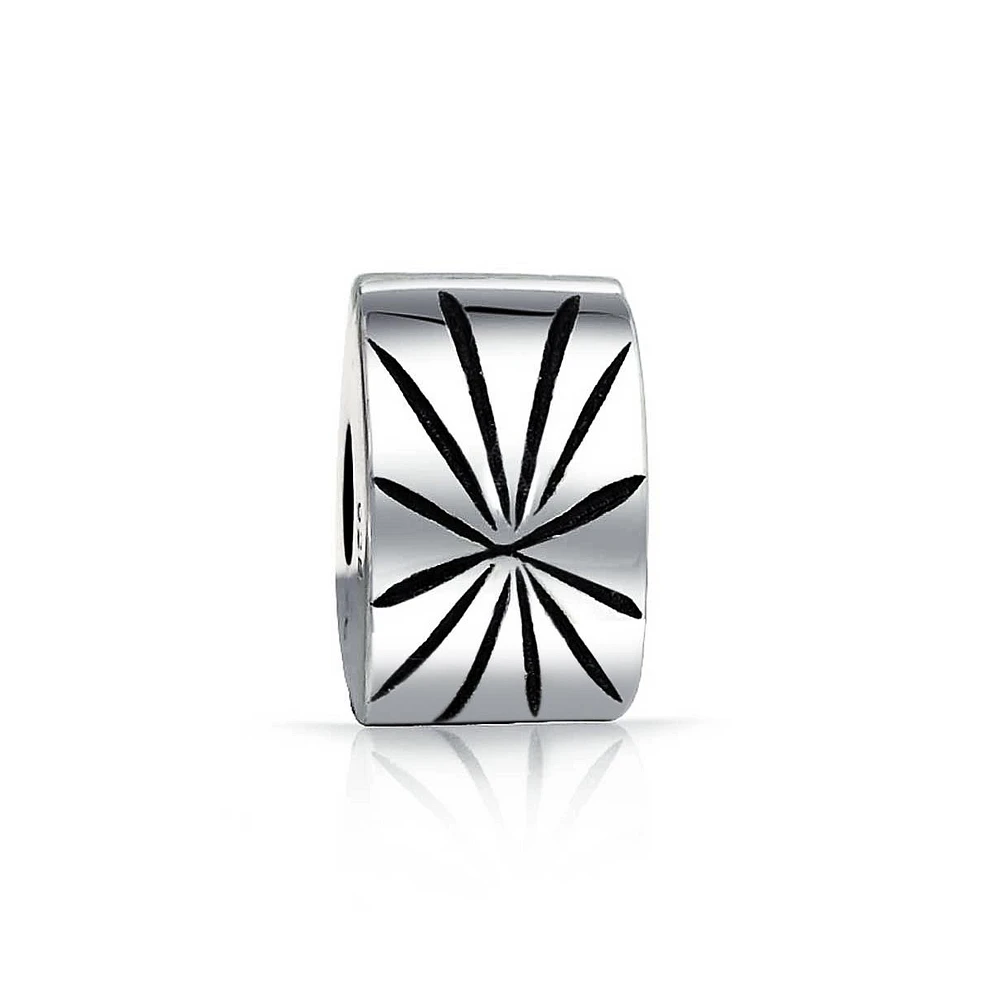 Bling Jewelry .925 Sterling Silver Geometric Snap Clasp Star Stopper Bead Charm