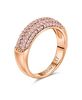 Bling Jewelry Pink Cubic Zirconia Band Ring Rose Gold Plated .925 Sterling Silver