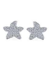 Bling Jewelry Pave Crystal Starfish Clip On Earrings Non Pierced Ears Silver Plated