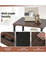 Gymax 2PCS Nightstand Bedside End Table with 2 Fabric Drawers & Storage Shelf