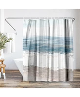 Americanflat 71x74 Shower Curtain - Coastal Seaside Design - Warm Waves by Pi Creative Art